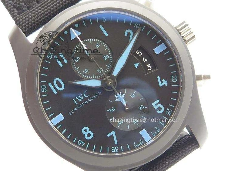 MIROTIME 0404 Comfortable Pilot Chrono IW388003 Real Ceramic ZF 1:1 Best Edition On Black Nylon Strap A 7322